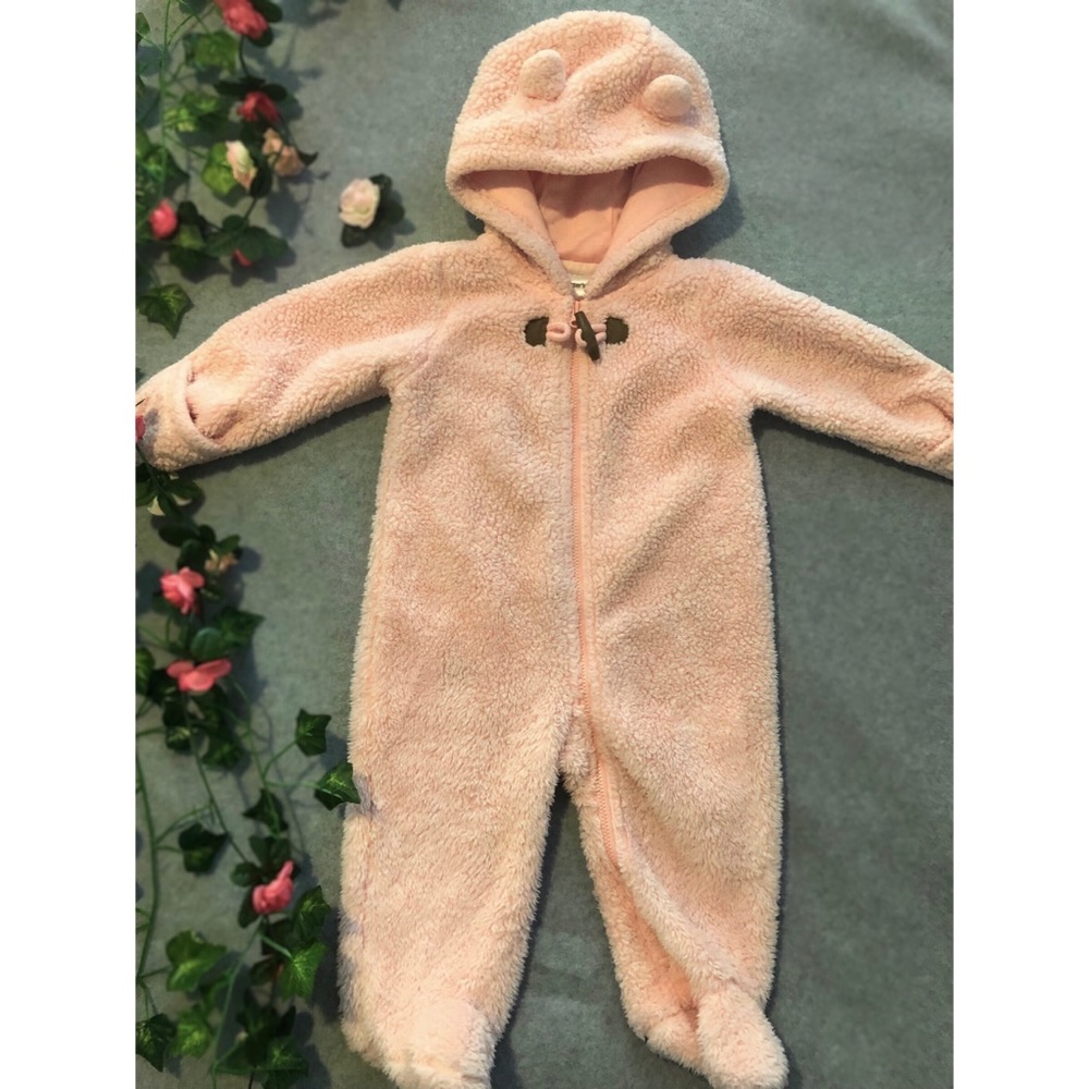 Pink Bear Baby Bunting
